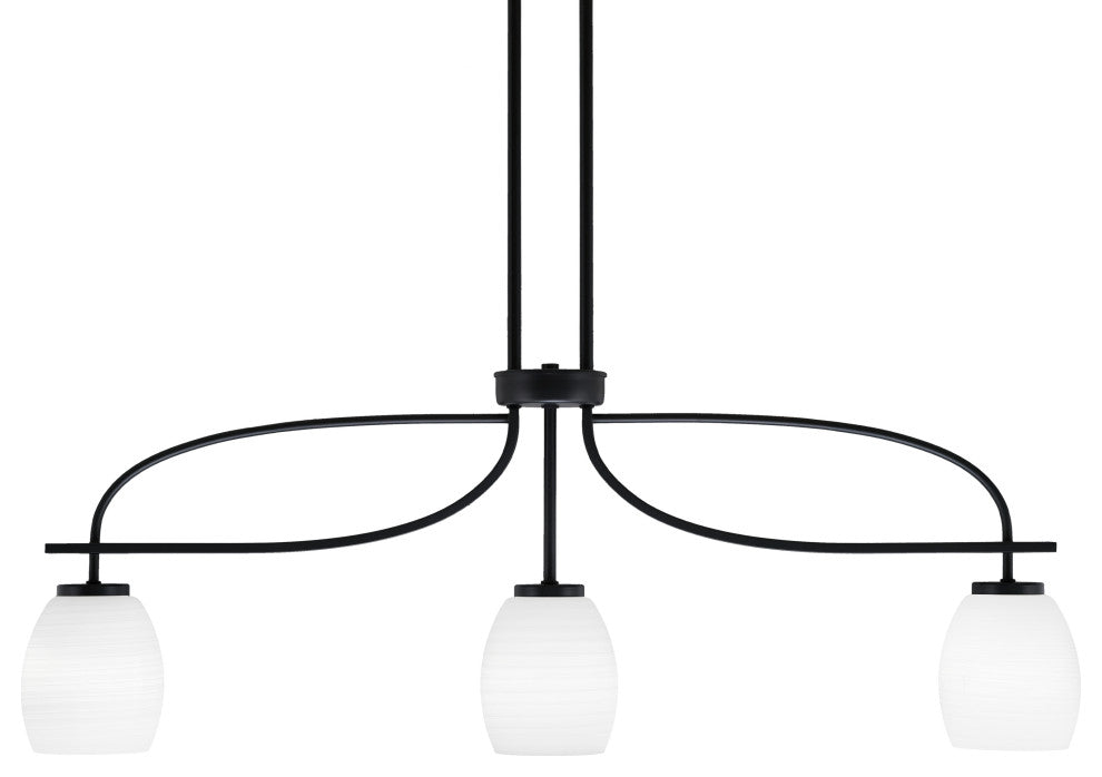 Cavella 3 Light Island Light, Matte Black Finish, 5" White Linen Glass