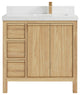Elizabeth 36 Right Offset Bath Vanity in Light Natural Teak 2" Empira Quartz