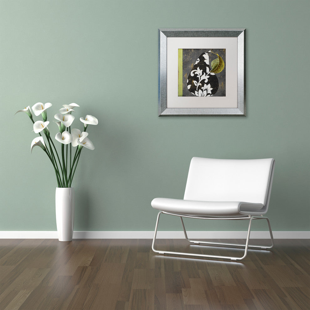 Color Bakery 'Decorative Pear II' Art, Silver Frame, White Matte, 11"x11"