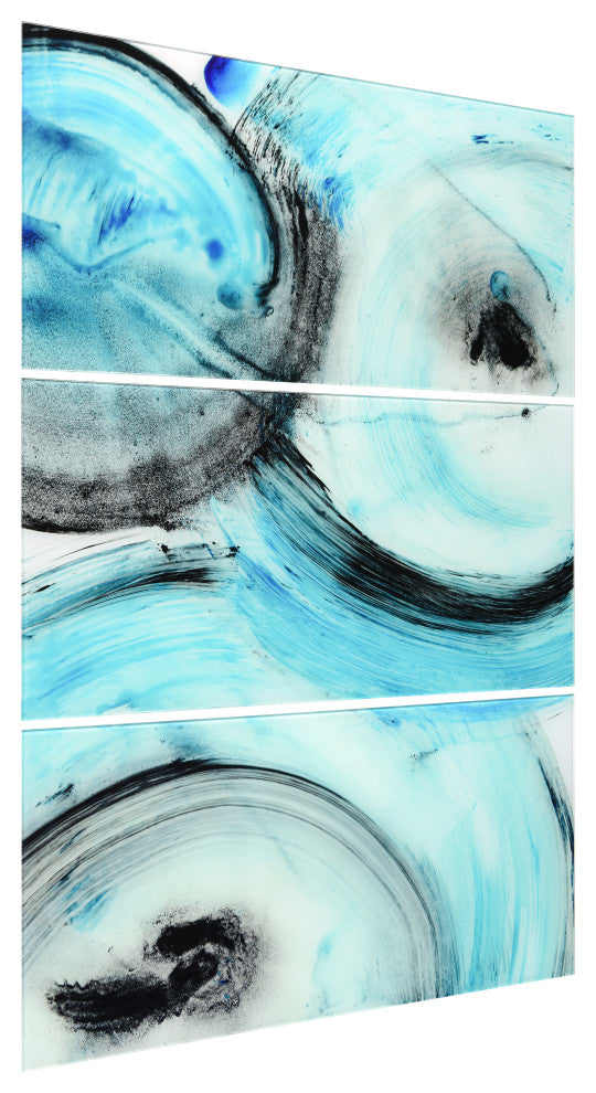 "Ripple Effect " Frameless Free Floating Tempered Glass Graphic Wall Art Set