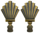 Royal Designs Art Deco Motif Finial, Polished Brass, Antique Brass, 2 Pack