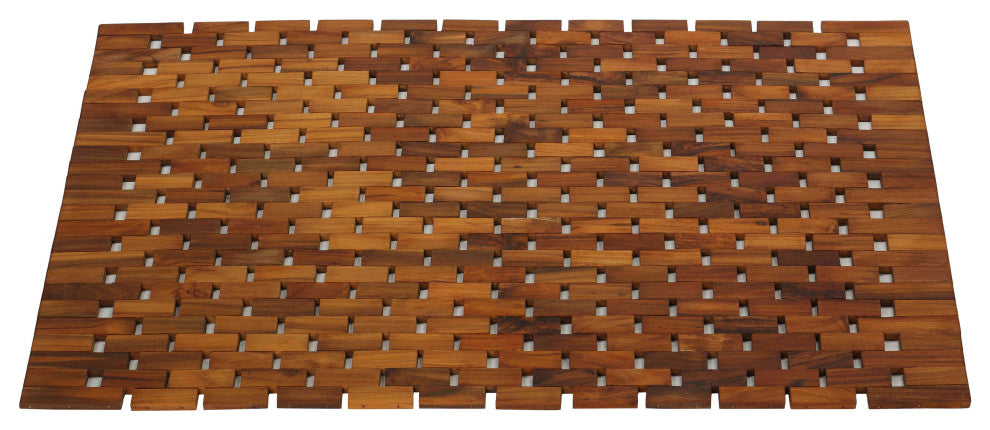 Bare Decor Kuki Spa Mosaic Shower Mat, Solid Teak Wood Oiled Finish, 30x20