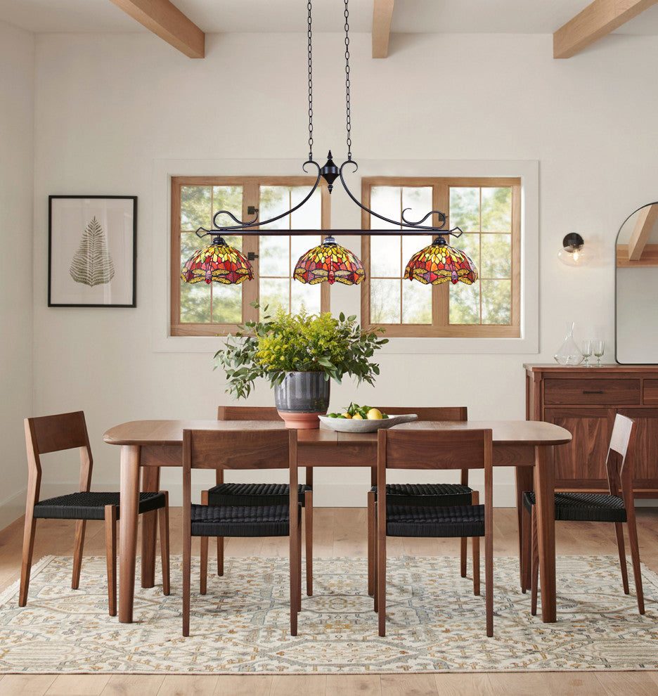 CHLOE Lighting CH3T471RD48-IL3 EMPRESS Dragonfly 3 Light Island Pendant 48``Wide