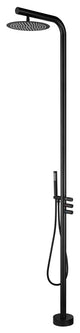 84.65" H Brass Free Standing Outdoor Shower, Matte Black