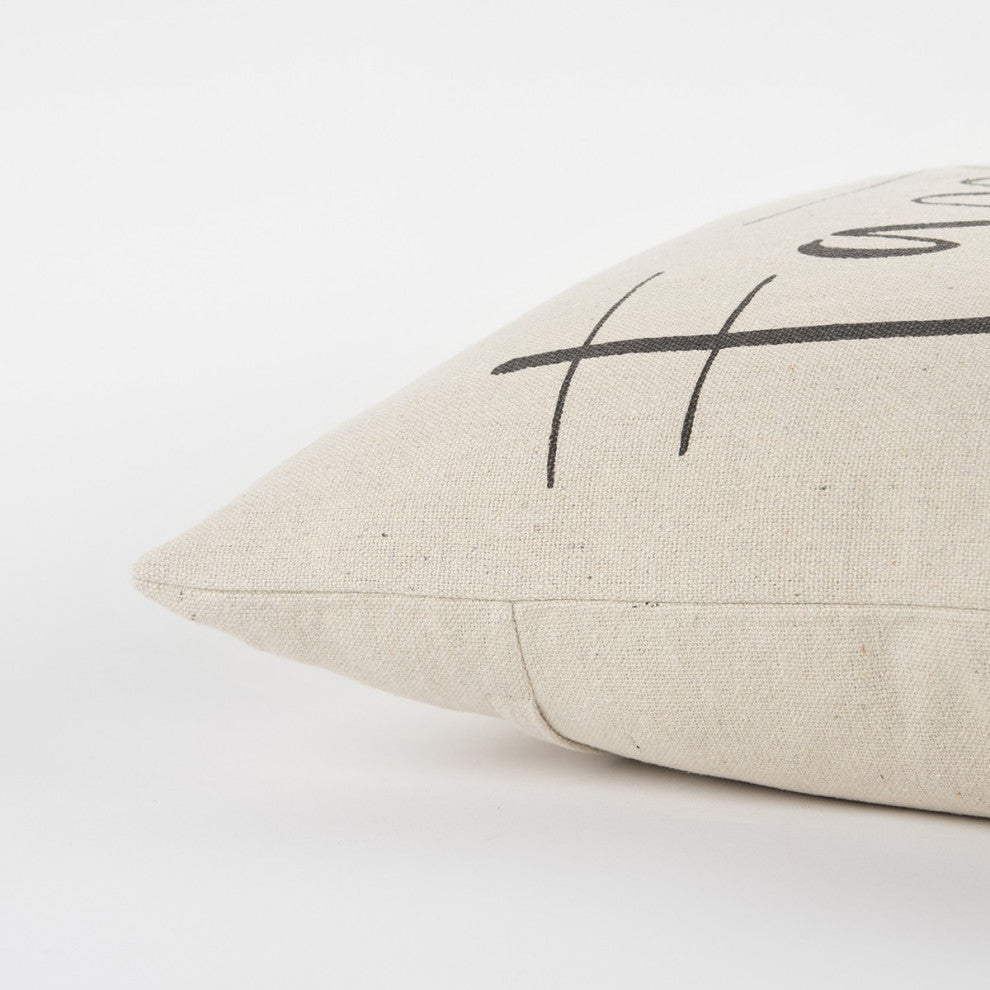 Gray Cream Canvas Family Love Throw Pillow