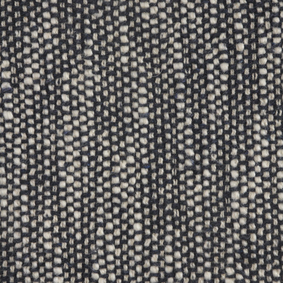 Two-Tone Cotton Throw Pillow with Fringe, Dark Blue, 20" X 20"