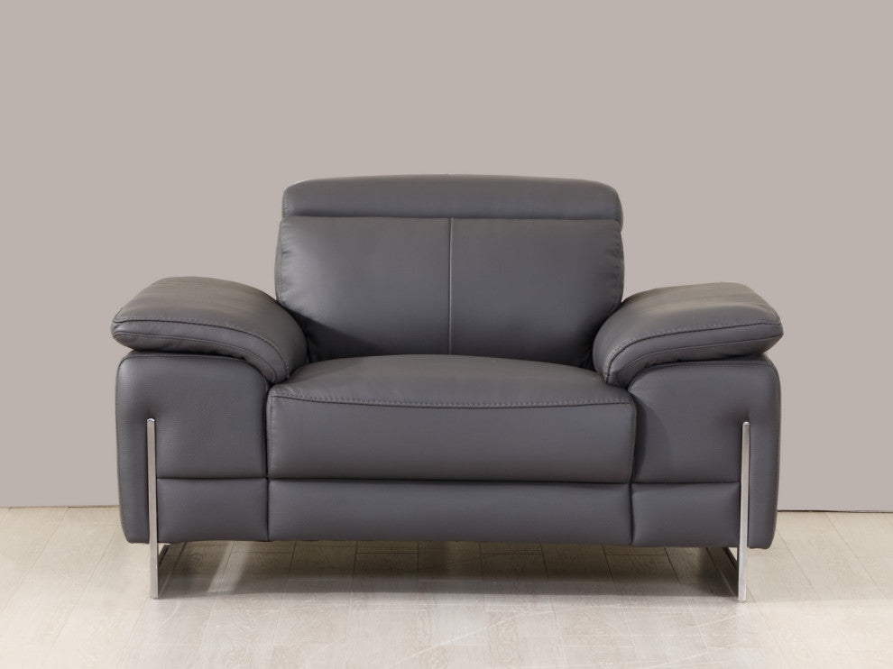 Turin Contemporary Genuine Italian Leather Chair Dark Gray