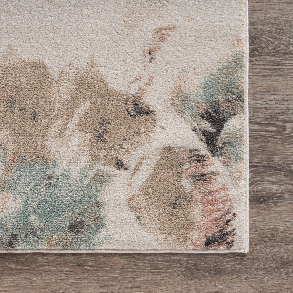 5" x 7" Ivory Soft Floral Artwork Area Rug