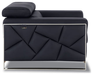 Trento Genuine Italian Leather Modern Sofa Black