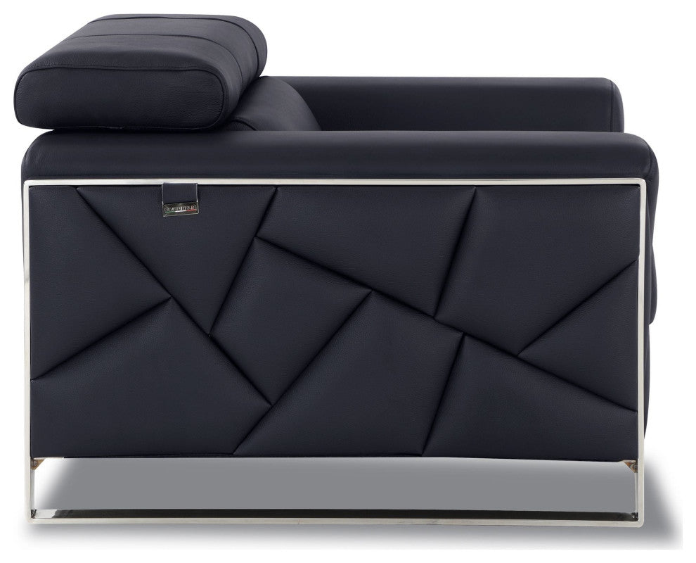 Trento Genuine Italian Leather Modern Sofa Black