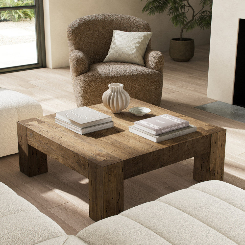 Abaso Small Square Coffee Table Rustic Wormwood Oak
