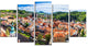 City Aerial View Panorama, Large Cityscape Canvas Art Print, 60"x32", 5 Panels