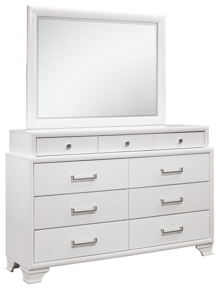 HomeRoots White Dresser With 9 Drawers