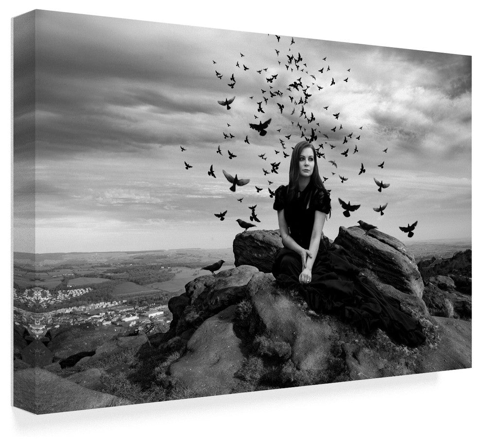 "Black Bird Queen" by Ata Alishahi, Canvas Art, 30"x47"