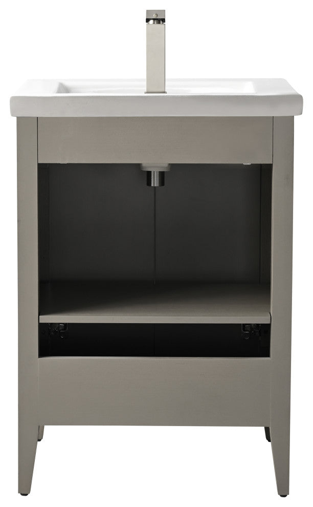 Vanity Art Freestanding Vanity, Driftwood Gray, 24", Single Sink, Brushed Nickel