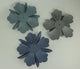 Vintage Blue and Grey Metal Wall Art Flower Decor Hanging Sculptures Set of 3