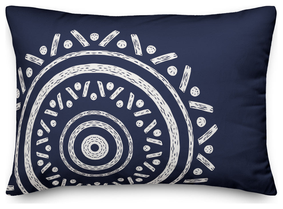 Simple Navy Boho Circle 20x14 Indoor/Outdoor Pillow