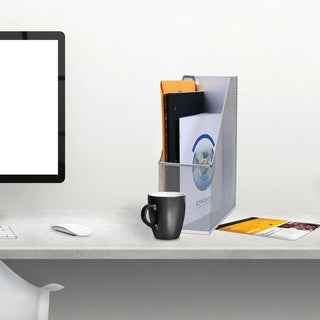 YBM Home Silver Mesh Wall Mount File Holder 12"x10"x3", 2-Pack