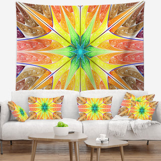 Yellow Glowing Fractal Texture Abstract Wall Tapestry, 92"x78"