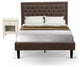 2Pc Wooden Set, 1 Wood Bed Brown, Headboard, 1 Night Stand, Black Finish Legs