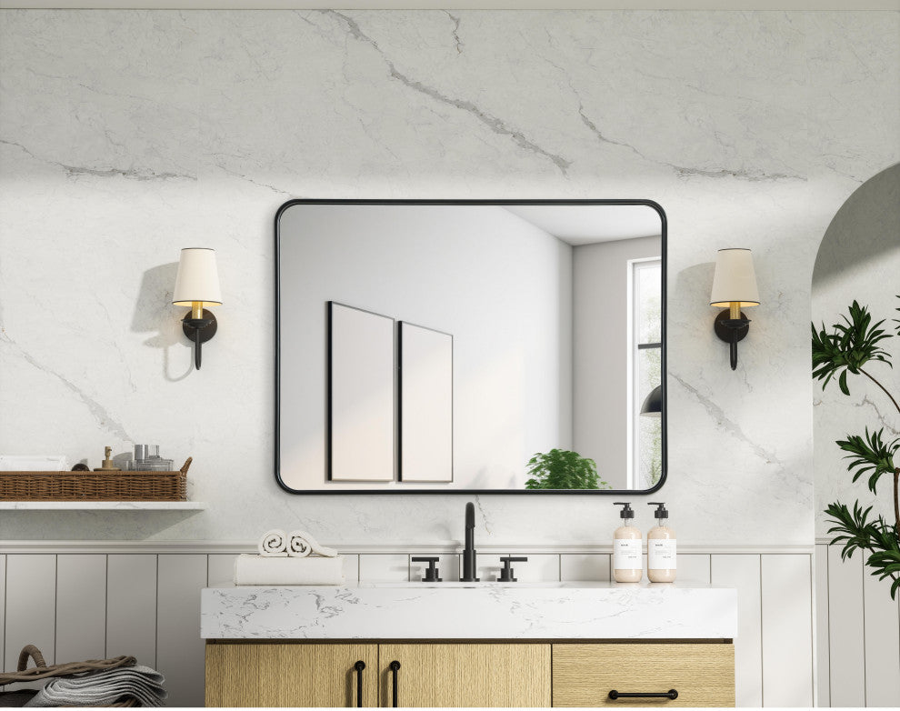 Home Living Contour Metal Rectangle Mirror 30x40, Black