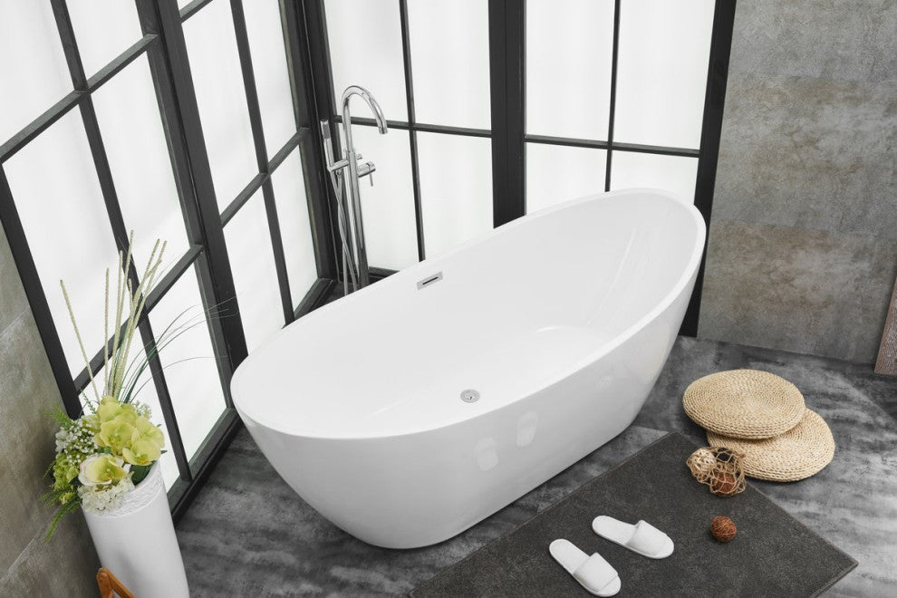 Igor 72" Soaking Double Slipper Bathtub, Glossy White