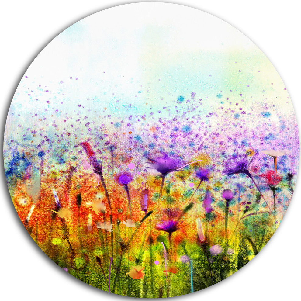 Abstract Cosmos Of Colorful Flowers, Flower Disc Metal Wall Art, 11"
