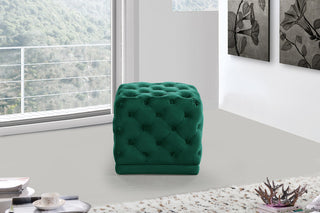 Stella Velvet Upholstered Ottoman/Stool, Green