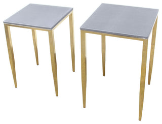 Wrightwood Nesting Tables, Faux Shagreen with Gold Metal, 2 Piece Set