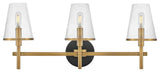 Hinkley Marten 25" Three Light Bath Vanity Fixture, Heritage Brass + Black