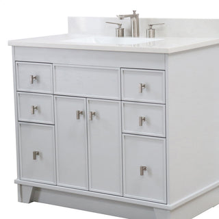39" Single Sink Vanity, French Gray Finish With Engineered Stone Top