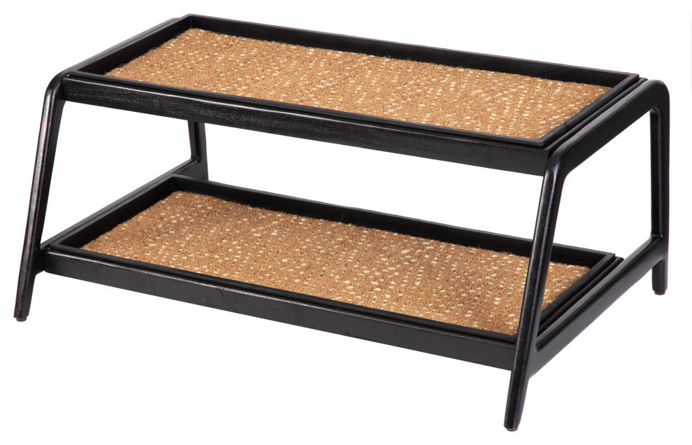 Double-Tier Black Stand With 3-Pair Rubber Boot Trays Mersey