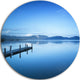 Bright Blue Sky With Pier, Seascape Photo Round Wall Art, 11"