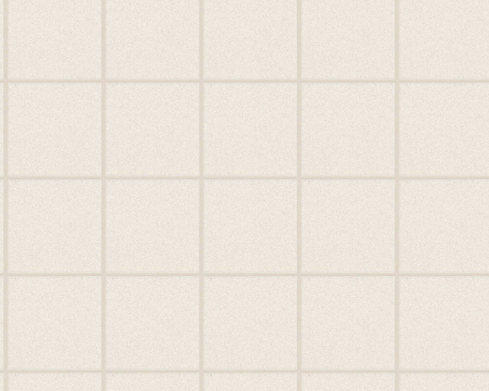 Geometric Textured Wallpaper, Square Pattern, White Metallic, 1 Roll