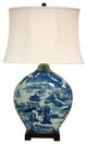 32" Blue and White Ming Landscape Vase Lamp
