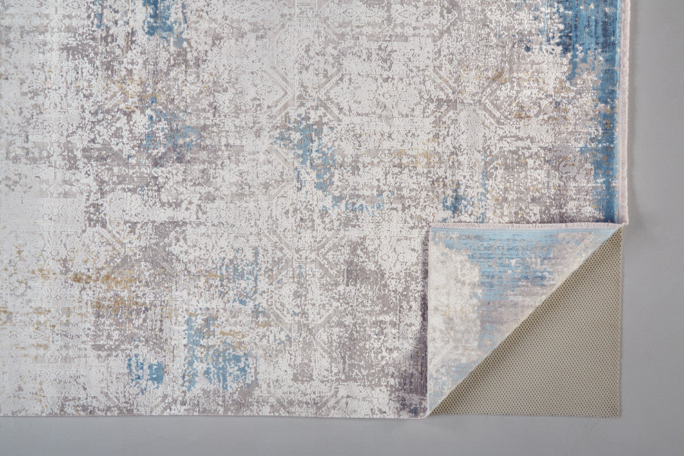 Weave & Wander Lindstra Ivory/Blue 4'10"x7'10" Rug