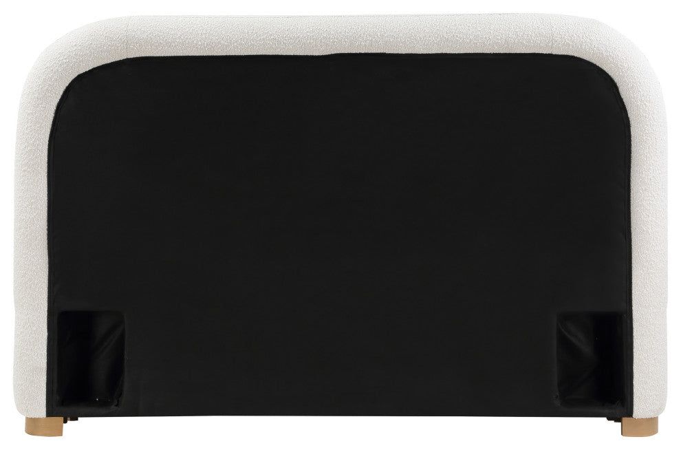 Vaughn Bed, Cream, Full, Boucle Fabric, Natural Finish