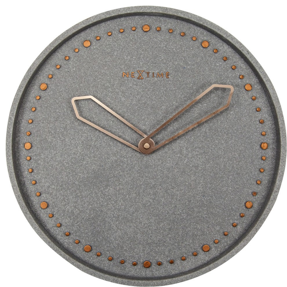 Cross Round Wall Clock, Concrete Look, Battery Operated, Grey