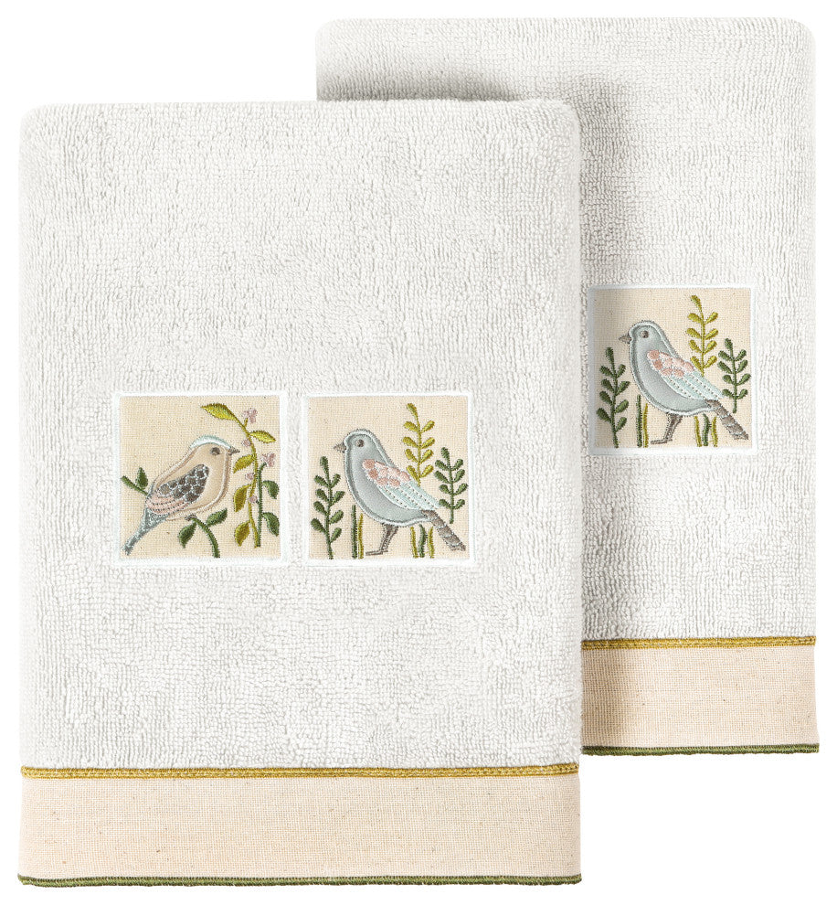 Linum Home Textiles 100% Turkish Cotton BELINDA 2PC Embellished Hand Towel Set