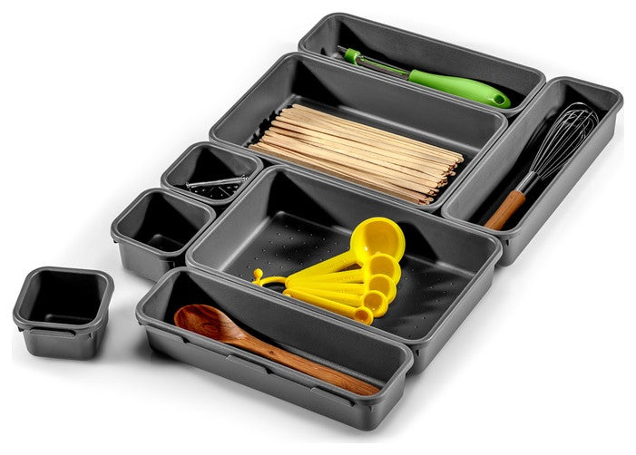 Madesmart 59601 Interlocking Drawer Organizer Storage Bins, Plastic