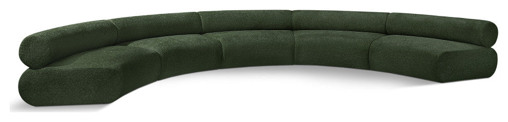 Bale Cream Chenille Fabric Modular Sofa, Green, 5-Piece, Arc Shaped