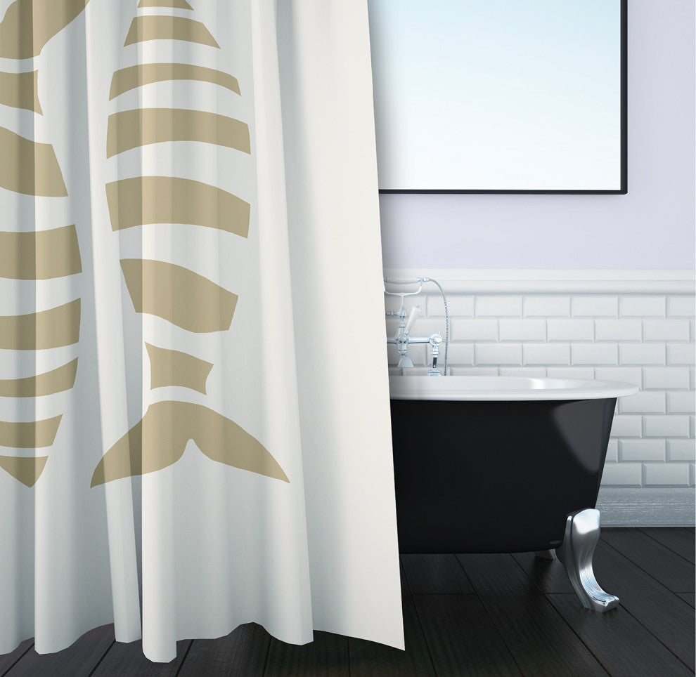 Puzzle Fish Taupe 70" w x 73" h Shower Curtain