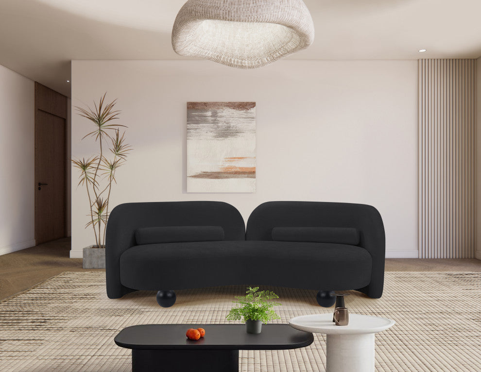 Daphne Upholstered Chair/Loveseat/Sofa, Black, Chenille Fabric, Sofa