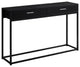 12" X 48" X 32" Black Laminated Finish And Black Metal Accent Table