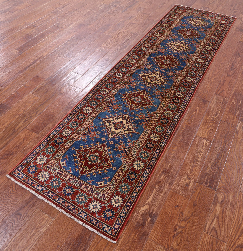 Runner Super Kazak Hand-Knotted Rug 2' 8" X 9' 11" Q11039