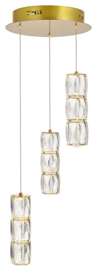 Paige LED Light Gold Pendant Clear Crystal