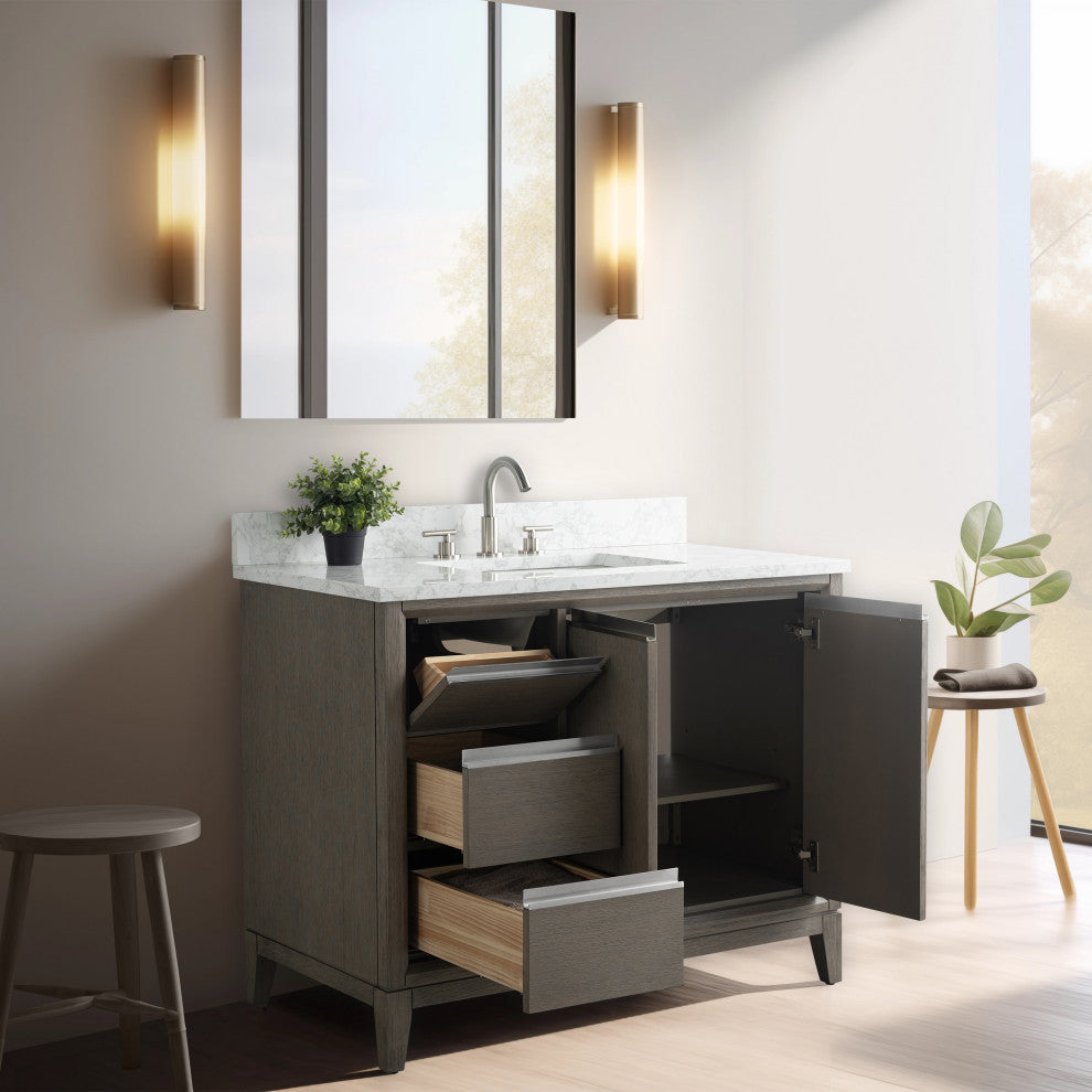 Vanity Art Bathroom Vanity With Sink, Driftwood Gray, 42" Single