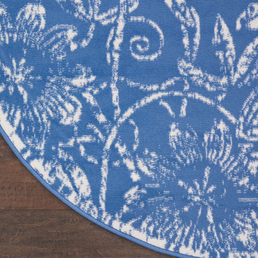 Nourison Whimsicle 8' x Round Blue Farmhouse Indoor Area Rug