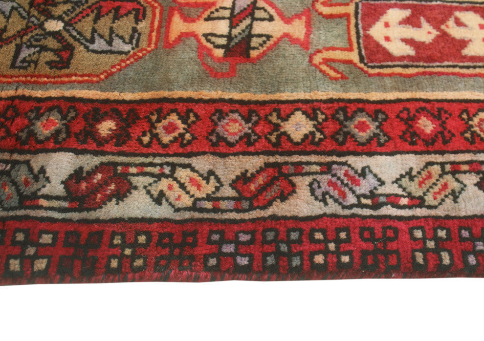 Fine Vintage Distressed Beverly Gray/Rust Runner, 4'0x10'2
