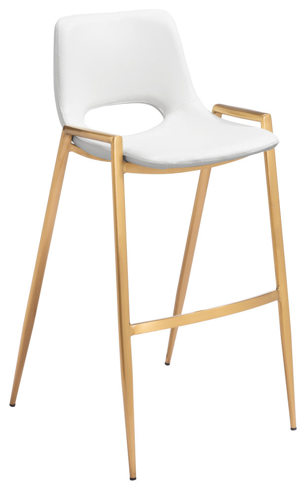Desi Barstool (Set of 2) White & Gold